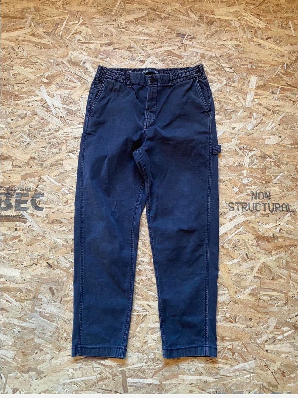 Zara Men's Dark Grey Cargo Tapered Carpenter Pants
